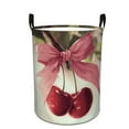 thumbnail image 1 of Cherry Delight on Pink Bow Print Extra Large Foldable Laundry Basket  Stylish  Easy to Use for Bedroom Bathroom  Laundry Room  Oxford Fabric Storage Bin, 1 of 9