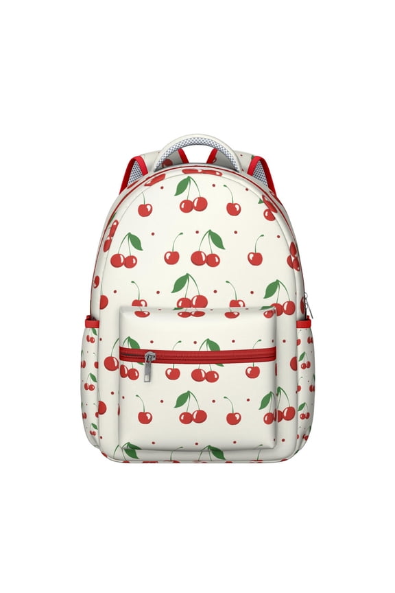 Cherry Design College Backpack for Women, Large Laptop Bookbag for School, Durable Work Backpack with Laptop Sleeve, Spacious Daypack for Commute Travel Gift Idea