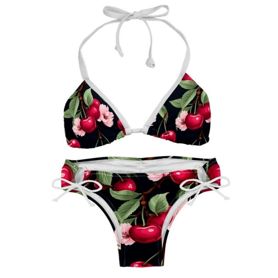 Cherry Detachable Sponge Adjustable Strap Bikini Set Swimsuit, Two-Pack - Beach and Pool Ready