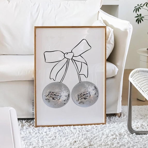 Cherry Disco Ball Poster, Retro Mirrorball, Aesthetic Trendy Fun, 70S ...