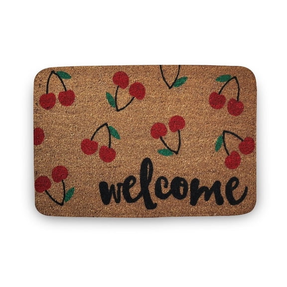 Cherry Doormat, Welcome Mat, Front Door Mat, Housewarming Gift, Summer Doormat , Spring Doormat,Welcome Doormat,Home Decor,Front Back Door Mat,Coral Velvet Rug 17x30