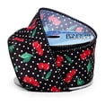 thumbnail image 1 of Cherry Dots On Black Wired Ribbon - 2 1/2 Inches Wide X 10 Yards - Cherry Gift Wrap, Fruit Ribbons (56005708), 1 of 1