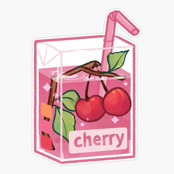 Cherry Drink Inspired Art Vinyl Sticker