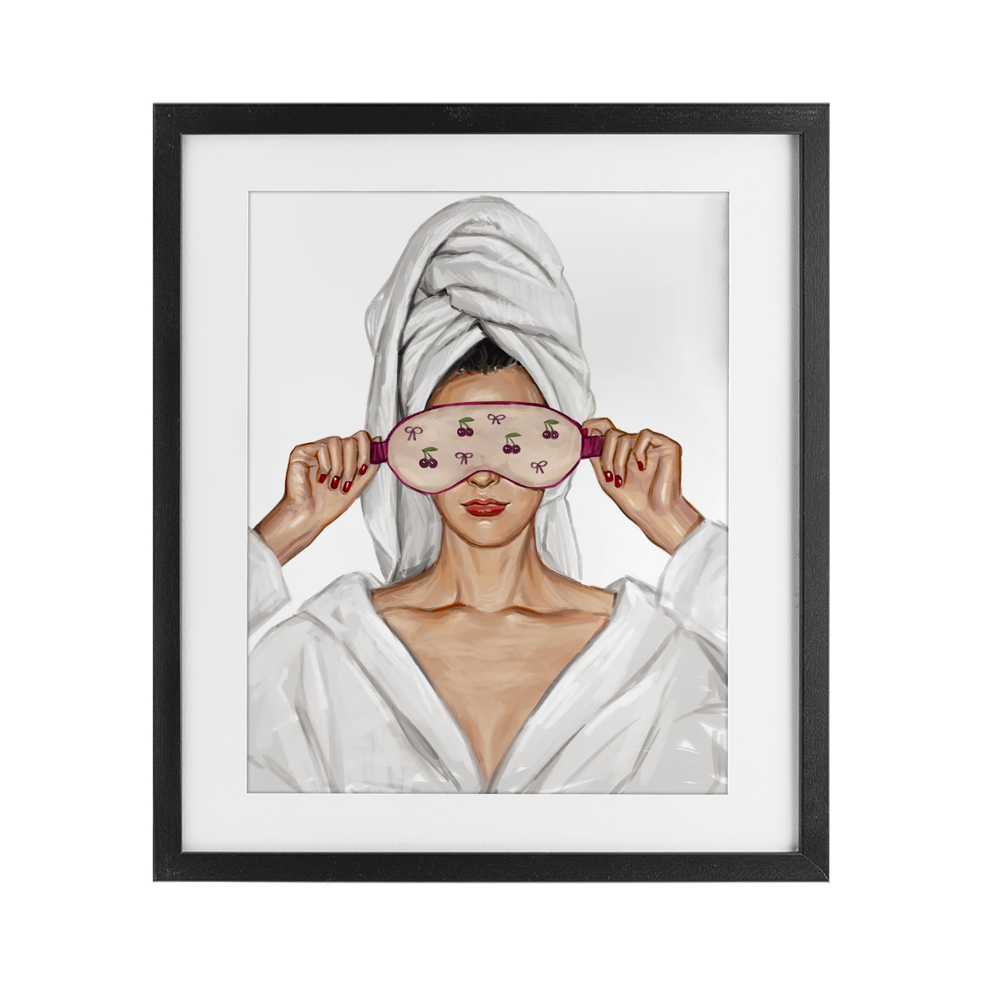 Cherry Eye Mask Fashionista Black Framed Print Under Glass, design by Ziwei Li