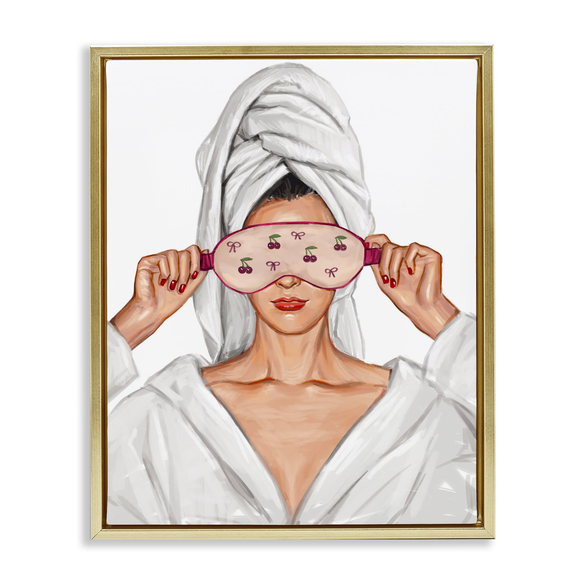 Cherry Eye Mask Fashionista Gold Framed Floater Canvas Wall Art, design by Ziwei Li