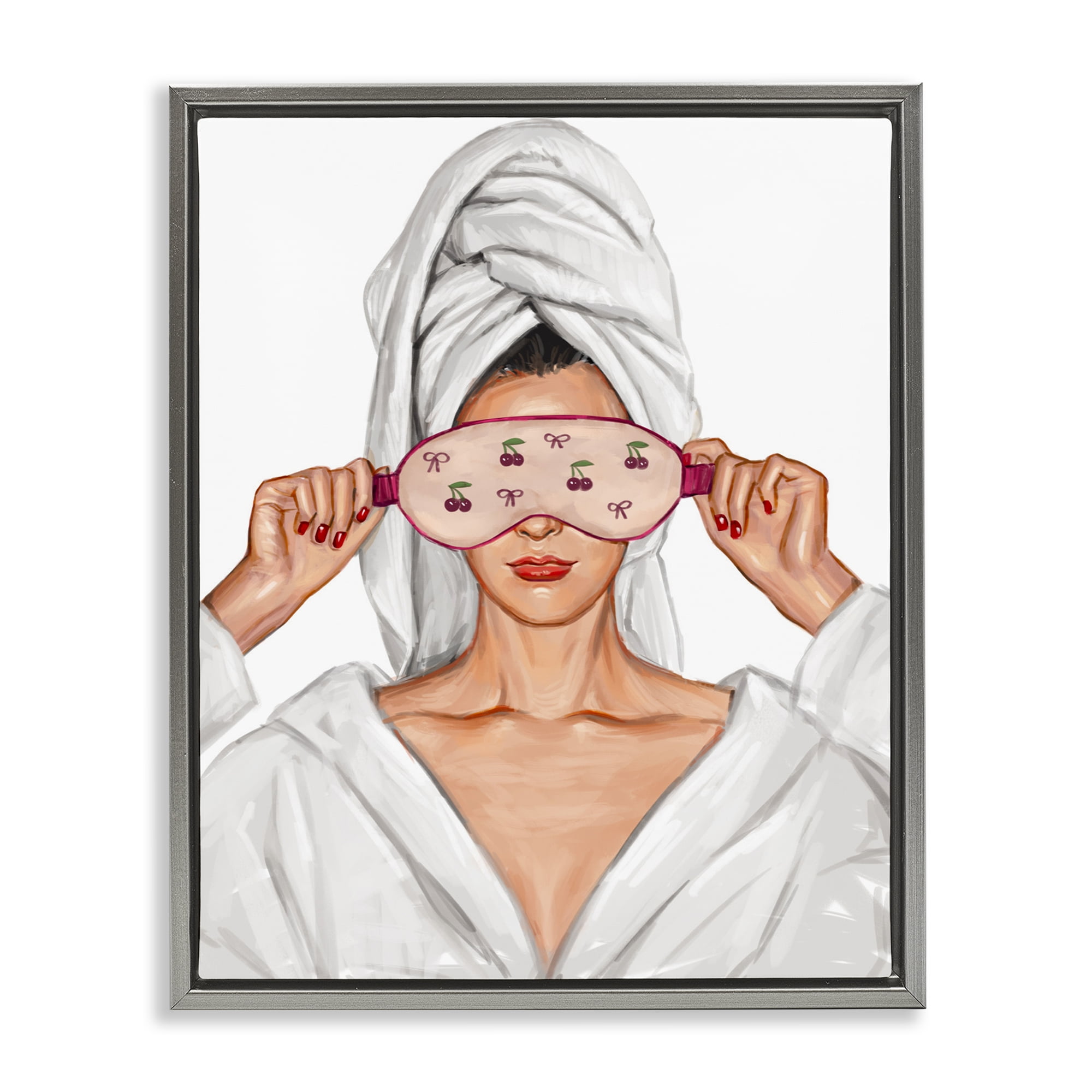 Cherry Eye Mask Fashionista Gray Framed Floater Canvas Wall Art, design by Ziwei Li