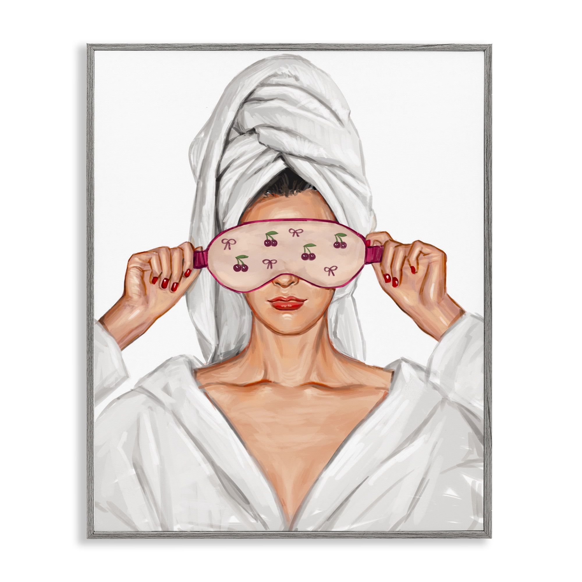 Cherry Eye Mask Fashionista Gray Framed Giclee Art, design by Ziwei Li
