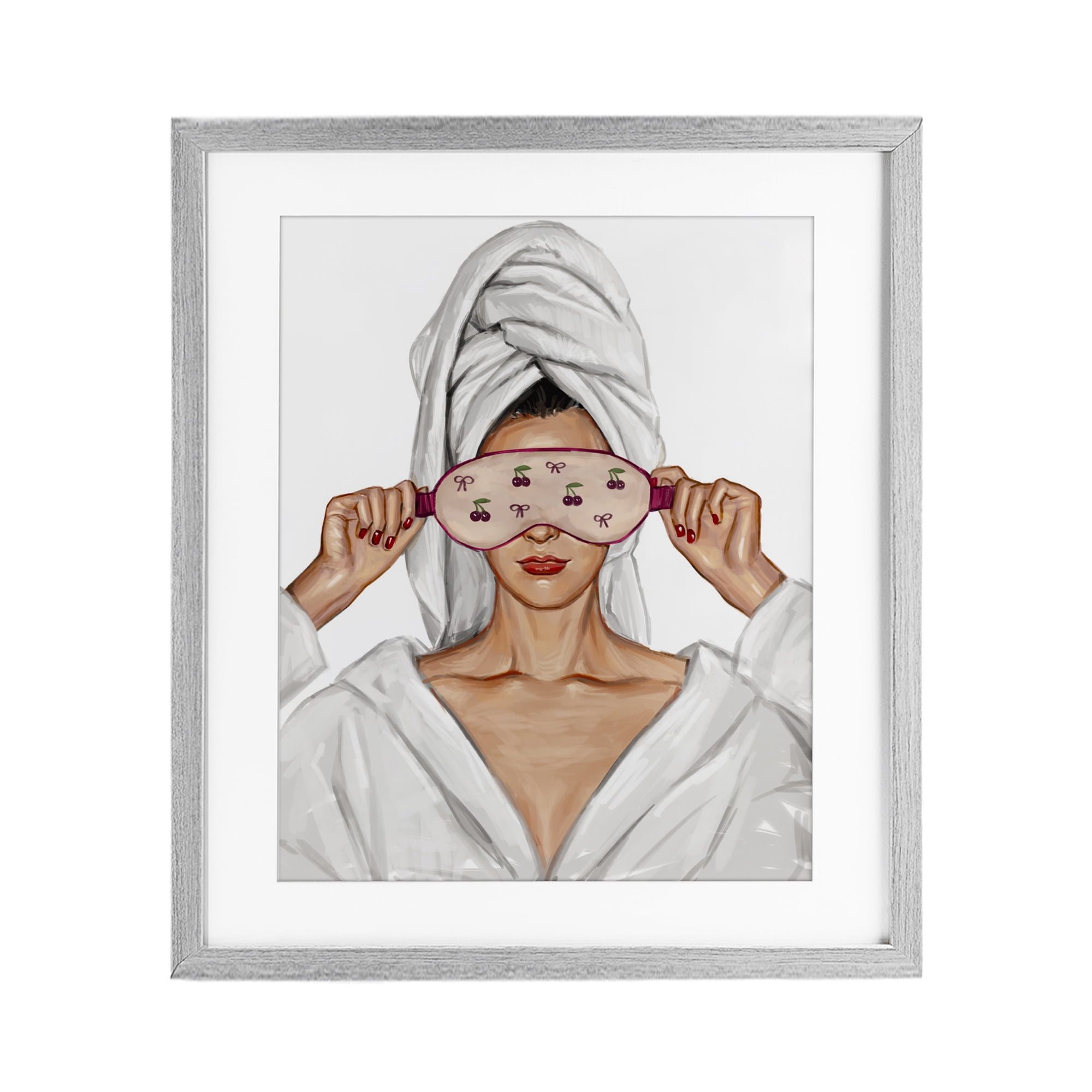 Cherry Eye Mask Fashionista Gray Framed Print Under Glass, design by Ziwei Li