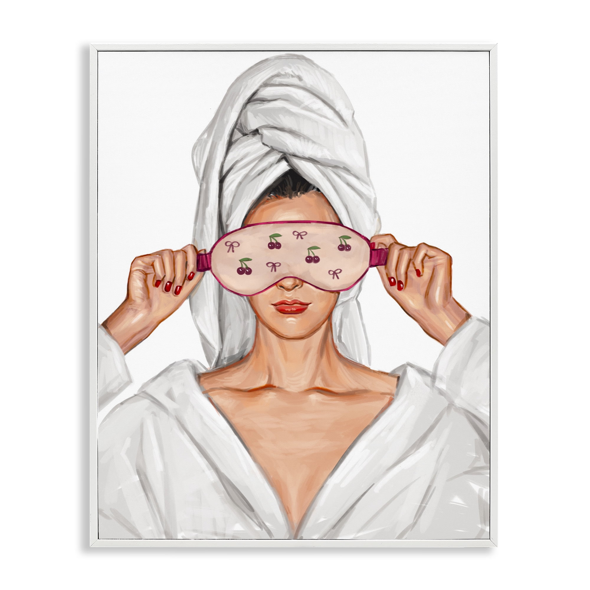 Cherry Eye Mask Fashionista White Framed Giclee Art, design by Ziwei Li