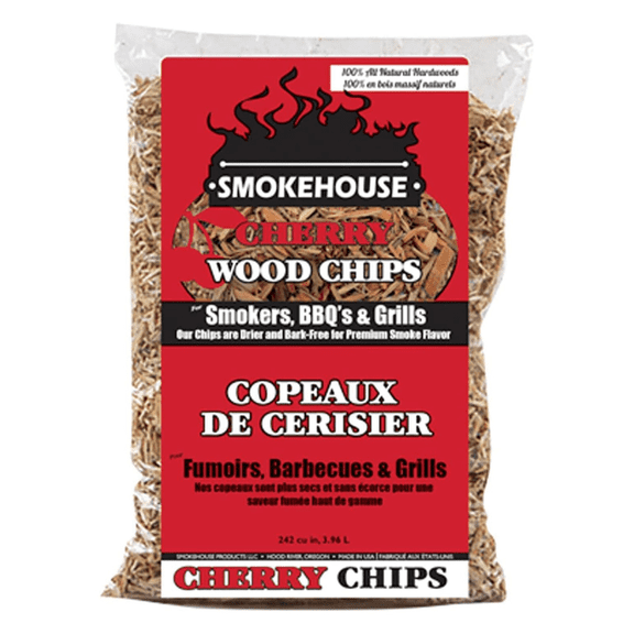 Cherry Fine Wood Chips for BBQ Smoking, Natural Hardwood Smoking Chips for Gas, Charcoal & Kamado Grills, 2 lb