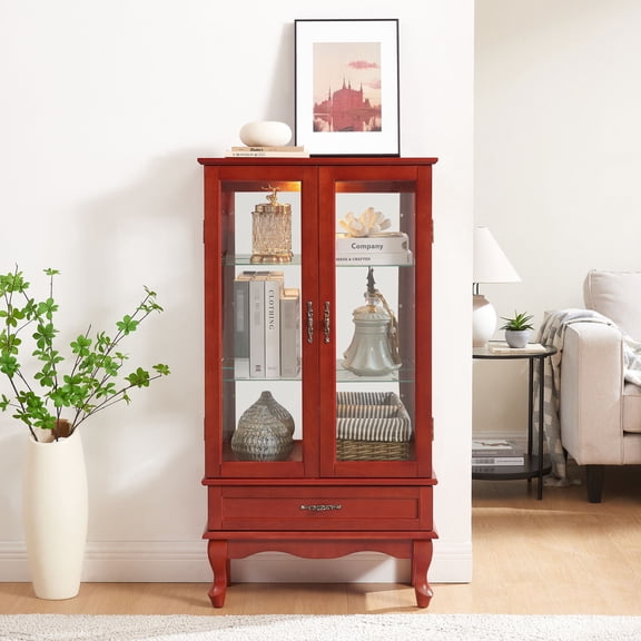 Cherry Finish - Adjustable Storage Layout - Foyer Decor - Display Items in a Personalized Way