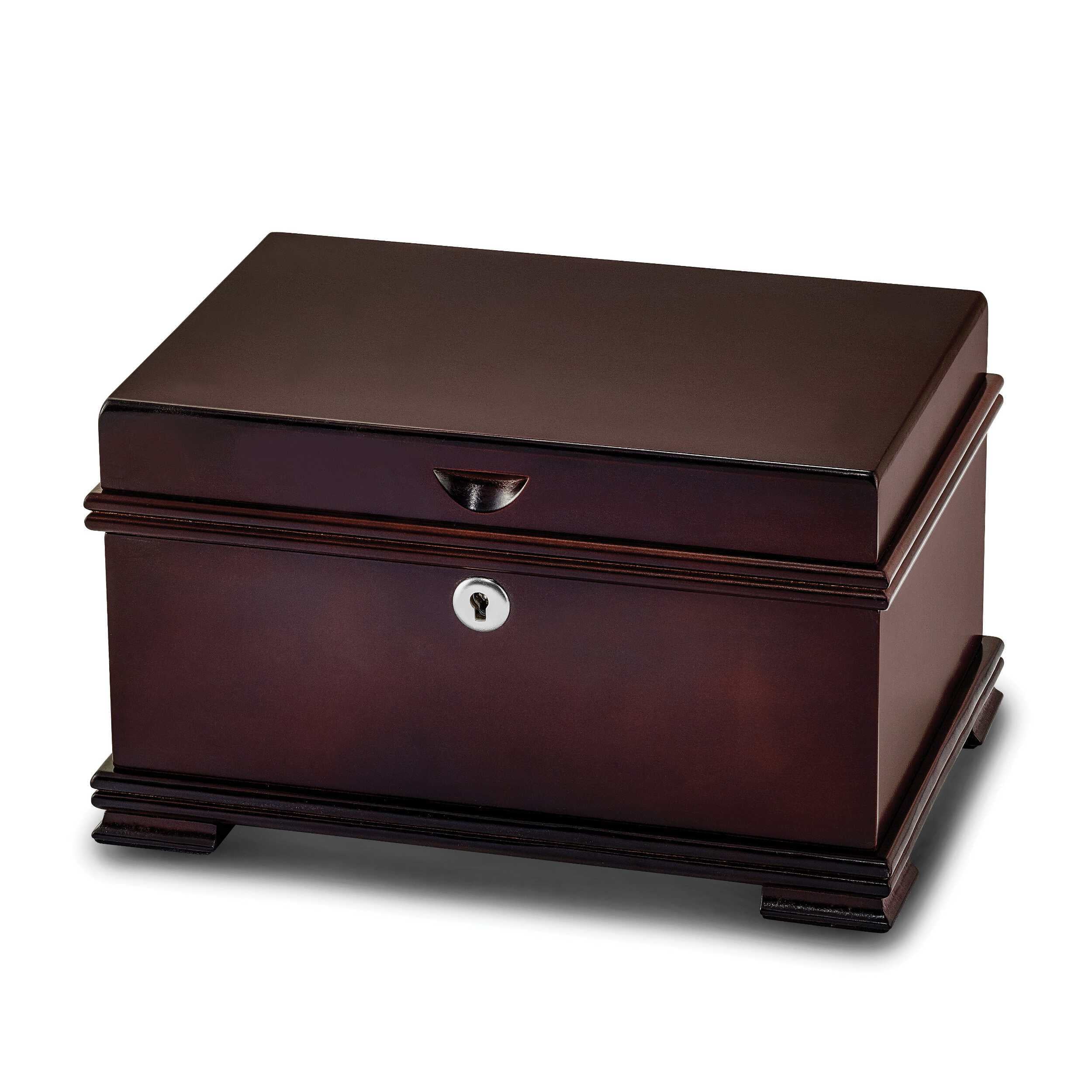 JERE COLLECTION Cherry Finish Bubinga Veneer Tray Jewelry Chest