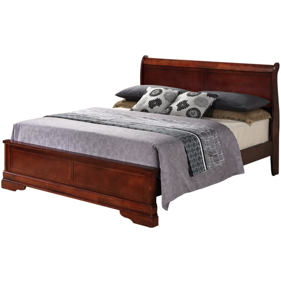 Cherry Finish Full Bed In Traditional Design - 84"d X 61"w 44"h Construction Elegant Addition Assembly Required Charming Cherry Strong And Dependable Elegance