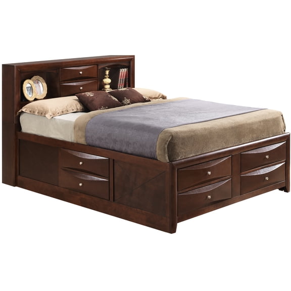 Cherry Finish King Storage Bed - Provides Spacious For A Neat Living With Space Modern Home Delight