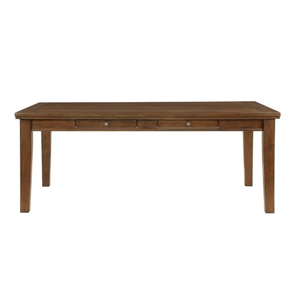 Cherry Finish Traditional Dining Table with 6 Drawers, 78"L, Acacia Veneer, Wooden Dining Room Furniture