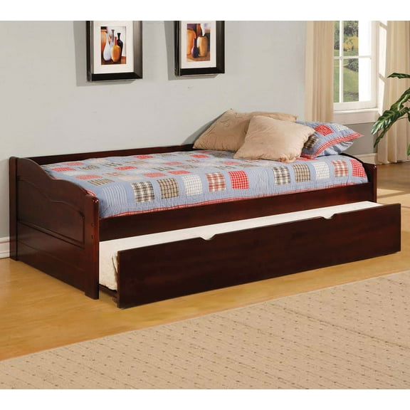 Cherry Finish Traditional Style Daybed With Attached Twin Trundle And Slat Kit Included Cherry Finish
