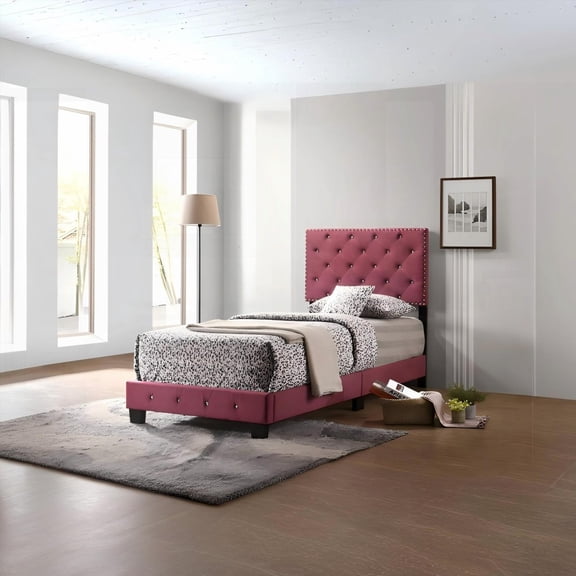 The Twin Bed in Cherry Finish Features Quick Assembly and Sturdy Materials