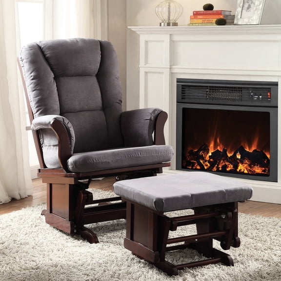 Cherry - Finished Glider Chair and Ottoman | Suitable for Modern Living Spaces | Experience Warmth, Elegance, and Relaxation