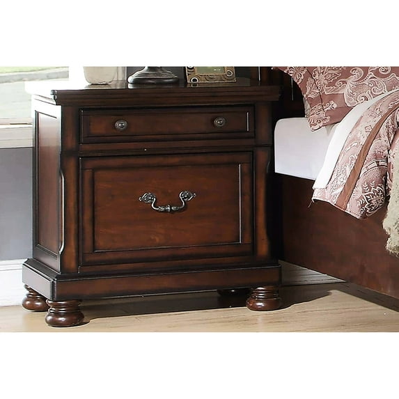 Cherry Finished Nightstand With Drawers And Storage For Bedroom Contemporary Style In Bedside