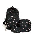 thumbnail image 1 of Cherry Floral Printed Backpack 3 Pieces Nylon Bag Set Multi Pocket Daypack With Crossbody Pouch Mini Handbag For Adult College Student Campus Commute Office Daily Short Travel Use, 1 of 6
