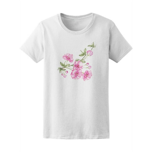 Cherry Flowers Sakura Watercolor Tee Women's -Image by Shutterstock