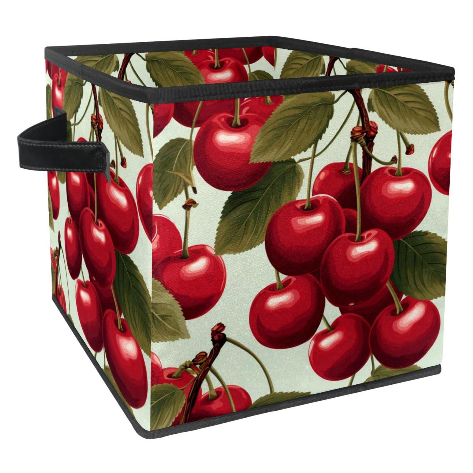Cherry Foldable Clothes Storage Containers with Handle, 10.8"x10.5"x10