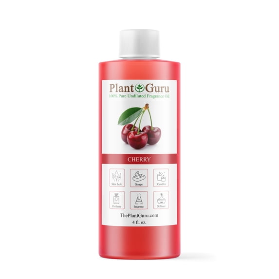 Cherry Fragrance Oil 4 fl. oz. Scented Oil for DIY Soap Making, Candles, Bath Bombs, Body Butters. Used In Aromatherapy Diffusers, Burners and Warmers. Great Addition To Lotions and Creams.