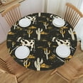 thumbnail image 1 of Cherry Fruit Black Round Fitted Tablecloth, Waterproof Outdoor Table Cloth Fitted with Elastic Wipeable Table Cover Fit for 45" - 50" Diameter, 1 of 6