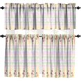 thumbnail image 1 of Cherry Fruit Cartoon Theme Blackout Valance, Watercolor Checkered Background Print, Colorful Style Art Deco Valance, Children''S Girl''S Bedroom Personality Rod Pocket Valance Set 54x18 in, 1 of 5
