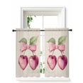 thumbnail image 1 of Cherry Fruit Curtains 45 Inch Length,Sheer Curtains for Bedroom Living Room Window Spring Botanicals Bow Idyllic Country Leaf Rod Pocket Drapes Kitchen Curtains Small Half Window 42"x45" 2 Panels, 1 of 6