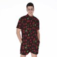 thumbnail image 1 of Cherry Fruit Pattern Short Sleeve Men'S Rompers, Flower Cherry Floral Casual Summer Jumpsuits Outfit, 1 of 4