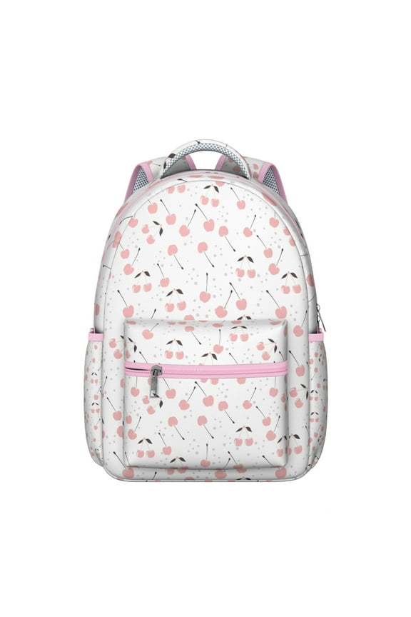Cherry Fruit Students Backpack Cute Red Cherries Pattern School Bag with Sweet Aesthetic Print for Cherry Lovers and Candy-Inspired Illustration