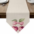 thumbnail image 1 of Cherry Fruit Table Runner Linen Burlap Table Runner 90 Inches Long Spring Botanicals Bow Idyllic Country Leaf Dresser Scarves for Kitchen Island Coffee Dining Party Wedding Holiday Decor 13"x90", 1 of 8