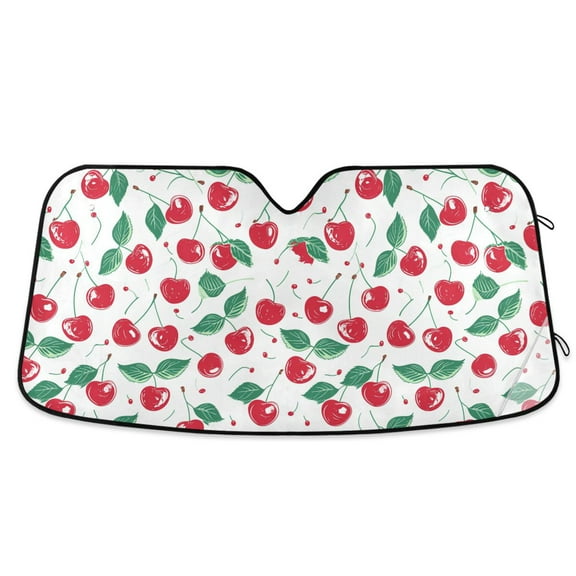 Cherry Fruit with Leaf Car Windshield Sun Shade Foldable Car Front Window Visor Heat and UV Protection 55x27.6
