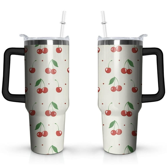Cherry Fruits 40 OZ Tumbler Cup with Lid and Straw for Water Iced Tea Coffee Smoothie and More