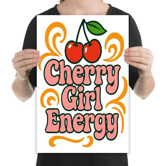 Cherry Girl Energy Art - Home Decor - 13x19 Poster Print - Vibrant Wall Art