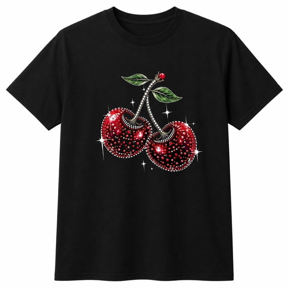 Cherry Graphic T-Shirt, Unisex Classic Fit Crew Neck Tee