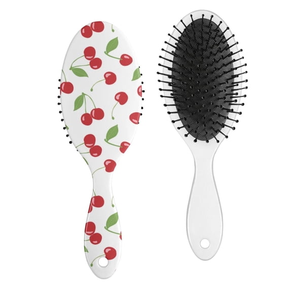Cherry Hair Brush, Sweet Pink Cherry Print Detangling Hairbrush, Cute Candy Pattern Design, Cherry Lover Soft Bristle Paddle Brush, Comfortable Grip