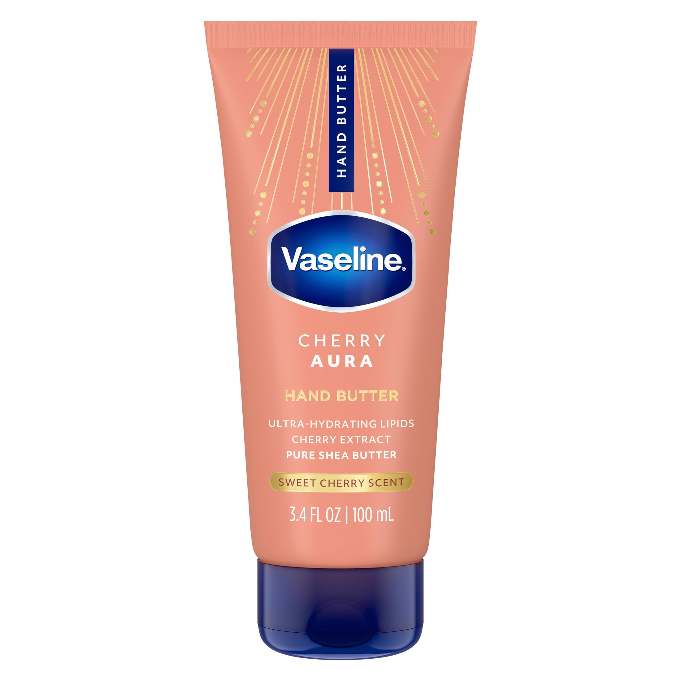 Vaseline Hand Butter for Dry Hands, Cherry Aura 72HR Moisture and a Sweet Cherry Scent, 3.4 fl oz
