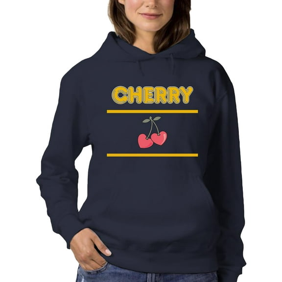 Cherry Hear Shaped Banner Hoodie Women -Image by Shutterstock, Female Medium