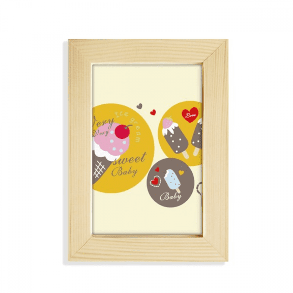 Cherry Heart Popsicle Sweet Ice Desktop Display Photo Frame Picture Art Painting 5x7 inch