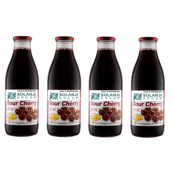 Cherry Juice Net 33.8 fl.oz (1 Ltr.) - Four (4) Glass Bottles - High in Antioxidants