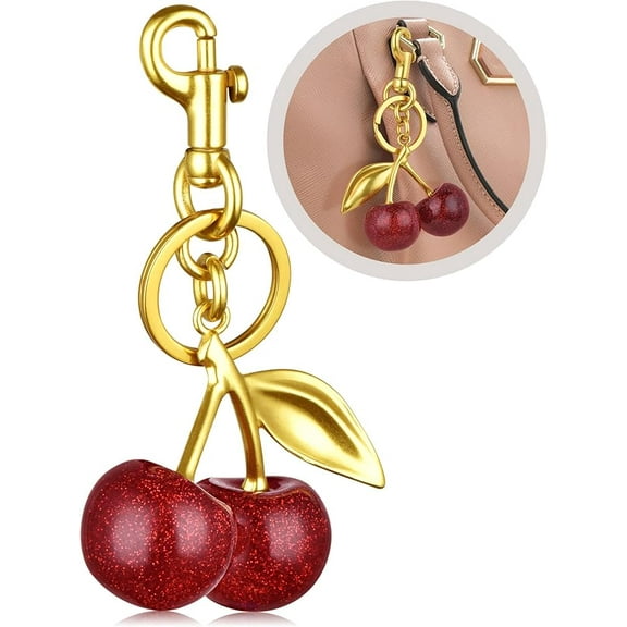 Cherry Keychain Bag Charm - Cute Cherry Accessories for Women Purse Handbags Gift