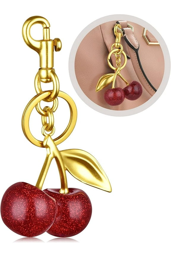 Cherry Keychain Bag Charm - Cute Cherry Accessories for Women Purse Handbags Gift