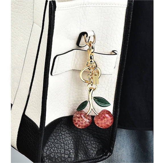 Cherry Keychain Bag Charm Pendant Car Key Accessory Fashion Decoration Gift Idea for Friends Family Cute Ornament