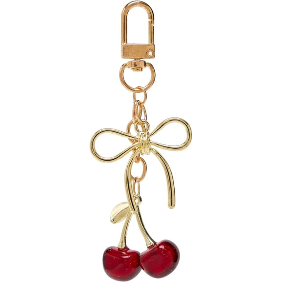 Cherry Keychain Cute Bag Charm Women Leather Keyring Car Keys Gift Mother's Day Birthday Valentine's Purse Accessory