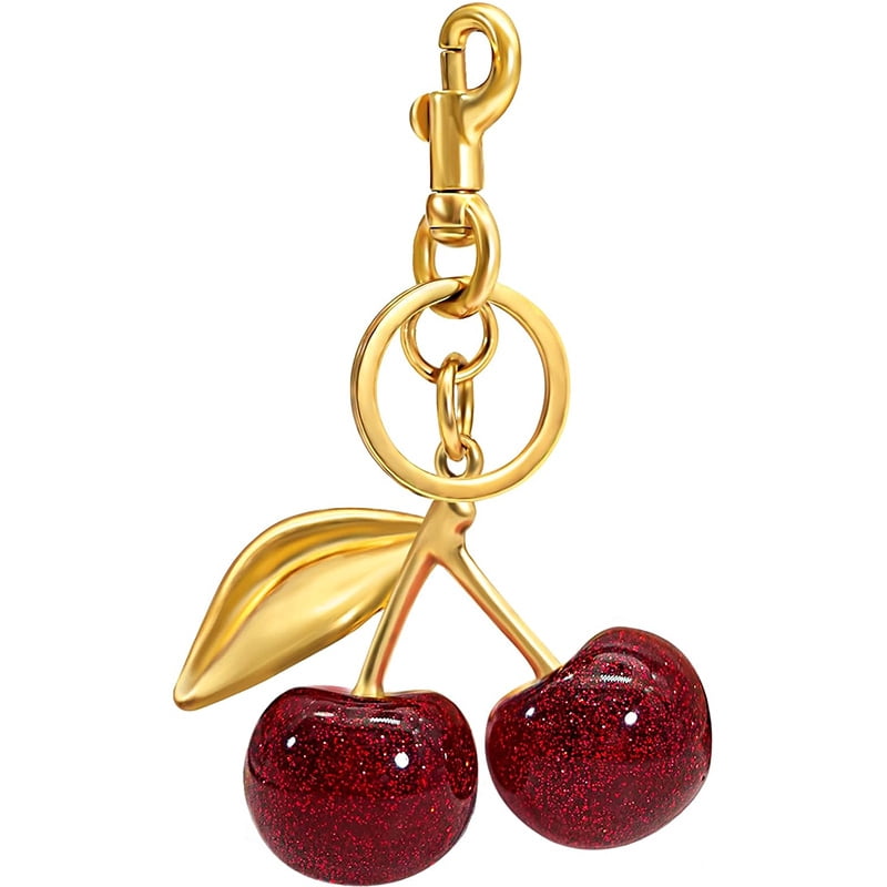 Wullina Cherry Keychain Bag Charm - Cute Purse Accessory & Keyring Gift For Handbags - View #2