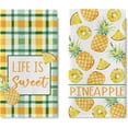 thumbnail image 1 of Cherry Kitchen Dish Towels Set of 2, Life is Sweet Fruit Red Green Plaid Drying Hand Towel Baking Cooking Cloth, Spring Summer Farmhouse Bathroom Home Decoration 16 x 24 Inches, 1 of 6
