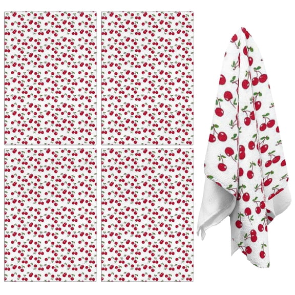 Cherry Kitchen Towels Set of 2,Ultra Absorbent & Fast Drying Farmhouse Dish Towels 18x26 Inch,Decorative Hand Towels for Kitchen,Bathroom,Cooking,Baking,Housewarming Gift.