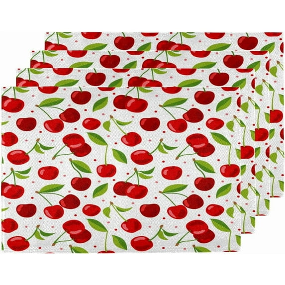 Cherry Leaf Heat Resistant Placemats Set of 4, 18×12 Inches Place mats for Kitchen Dining Table, Washable Table Mats for Wedding, Birthday, Party Decoration